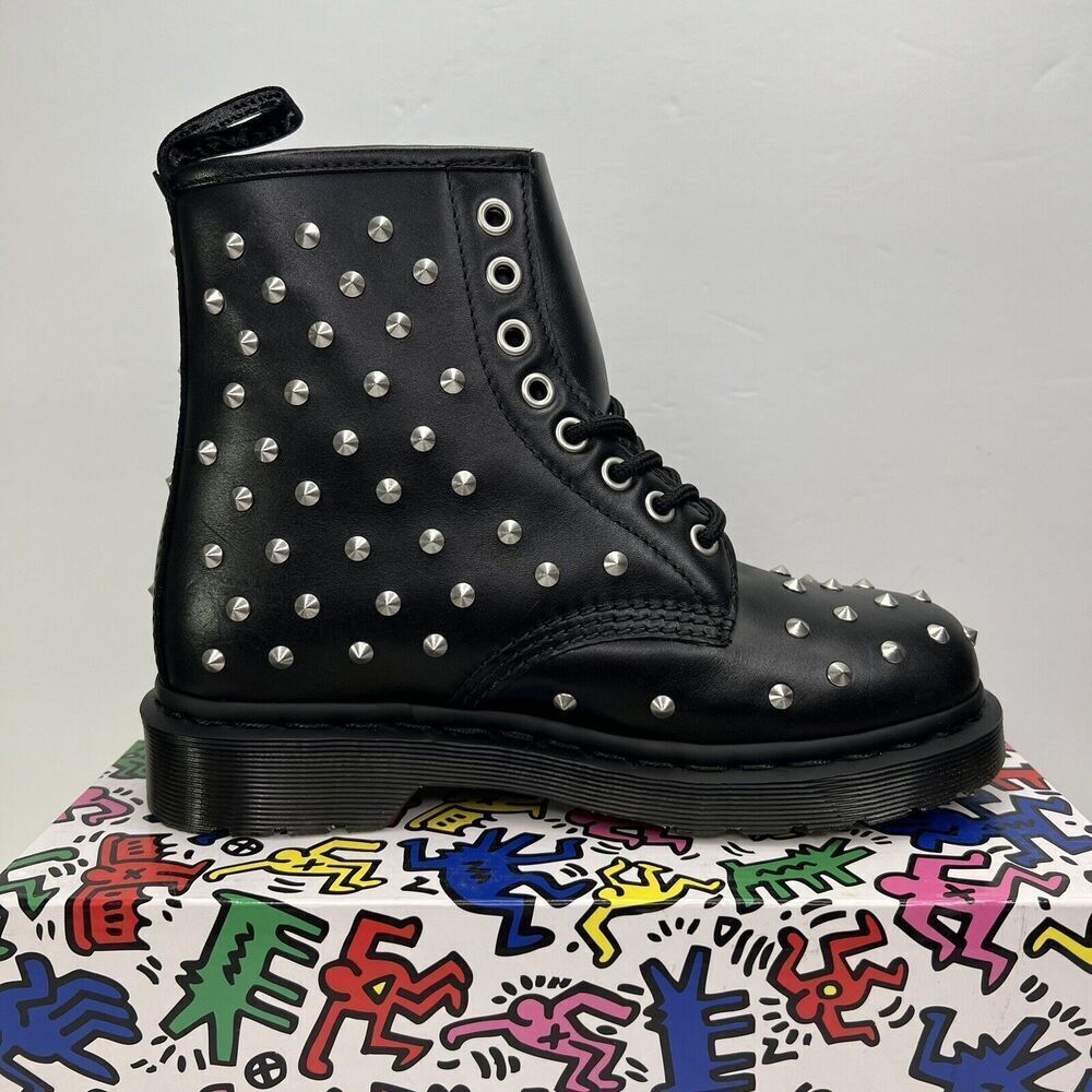 Dr. Martens 1460 Boots Wanama Studded Doc Black NEW Dr Mens Size 4 Womens Size 5 - Picture 2 of 13